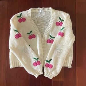 Cream Cherry Print Sweater